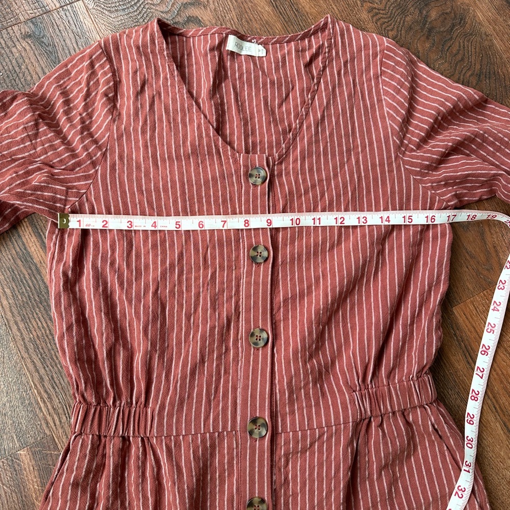 Roolee Rust Striped Jumpsuit - Picture 3 of 7
